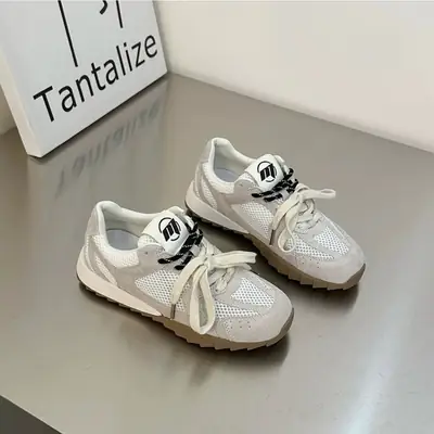 Women's Light Blue Mesh Lace-Up Sneakers 2024