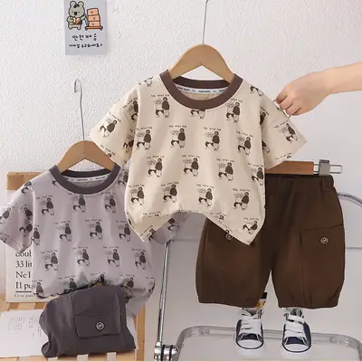Boy Cotton Printed T-Shirt & Shorts Set Summer Casual