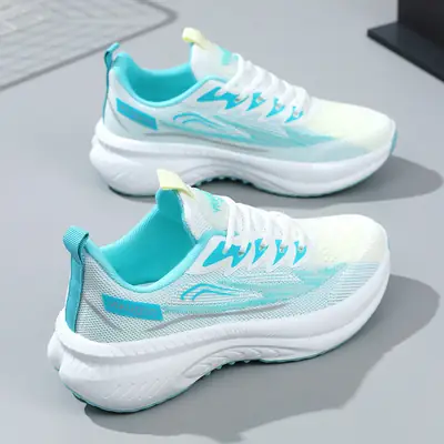 Women's Fly Woven Sports Shoes with Thick White Sole