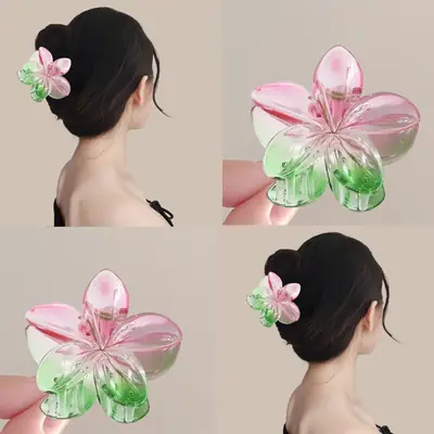 Egg Flower Hairpin Pink Green Gradient Clip
