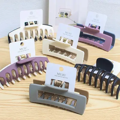 Two Color Matte Rubber Hair Clip for Back of Head