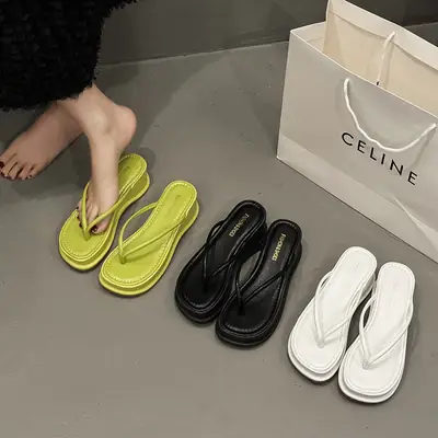 2024 Summer Women's Clip-Leg Flip Flops Green Black White