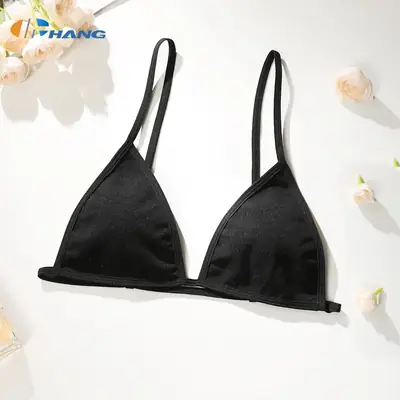 Black Triangle Cup Bra No Steel Ring European American Small