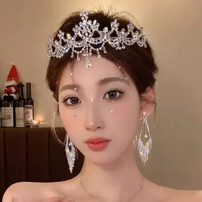 New Rhinestone Alloy Crown Tassel Claw Chain Headset Portrait Travel Hanfu Accessories Bride Wedding Accessories