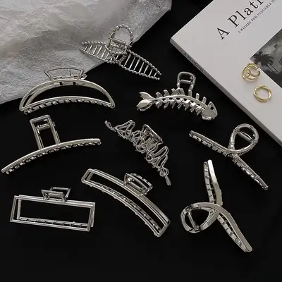 Silver Cold Style Hairpin with Stone Accents