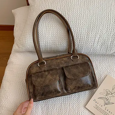 Women's Vintage Textile Shoulder Bag Large Capacity 2024