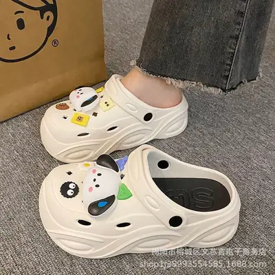 Women's EVA Bow Clogs Summer Sandals Beige