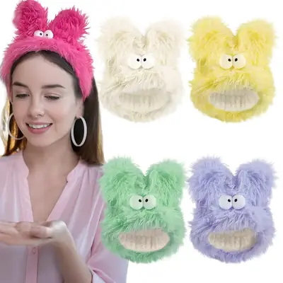 Cute Plush Rabbit Ears Wash Hair Band Velvet Mask
