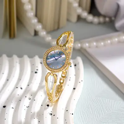 Gold Diamond Studded Women's Quartz Watch