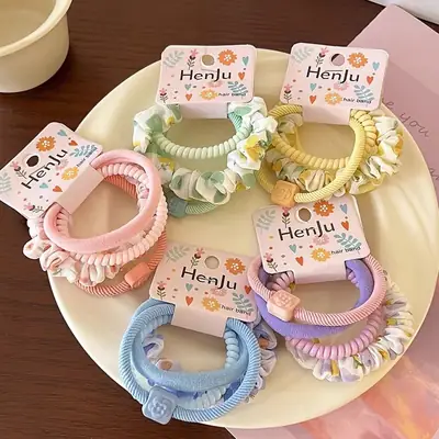 4-Piece Set Elastic Hair Rings for Women