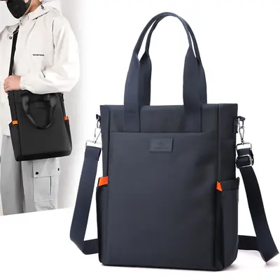 Men's Black Canvas Crossbody Bag 2026 Casual Large Capacity