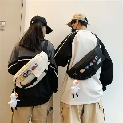 Trendy Blue Crossbody Bag for Men Women Casual Student Sports