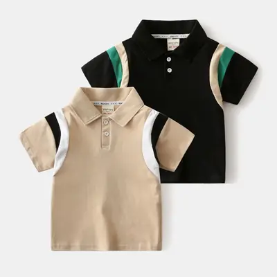Kids Polo Shirt Black Green Stripes 2025
