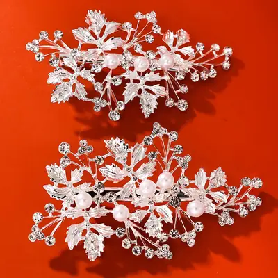 Elegant Crystal Bridal Hairpin Silver Alloy Wedding Dress
