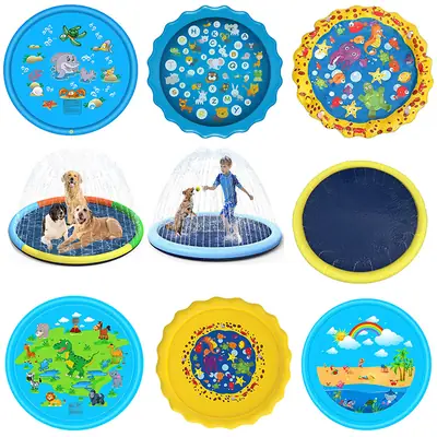 Factory in stock sale ABC alphabet water spray mat children outdoor lawn paddling pool 170cm alphabet water spray mat