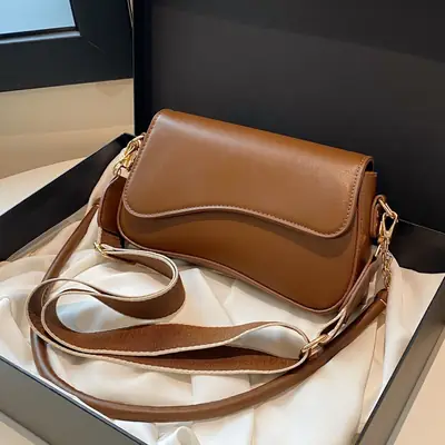Elegant French Niche Brown Women's Crossbody Bag