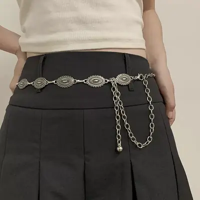 Retro Waist Chain Belt for Women Silver High End