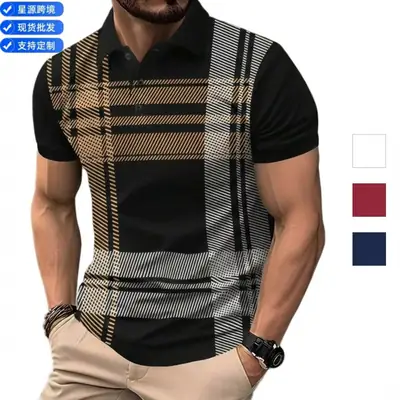 Men's Red Striped Polo Shirt 2026 Summer