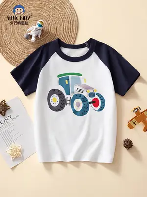 Children's Cartoon Car T-Shirt Boys Cotton Summer Wear