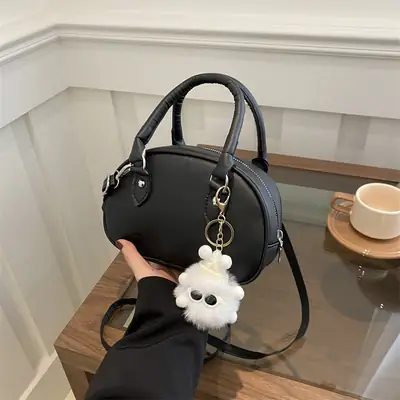 Women's Black Textile Shoulder Crossbody Bag 2025