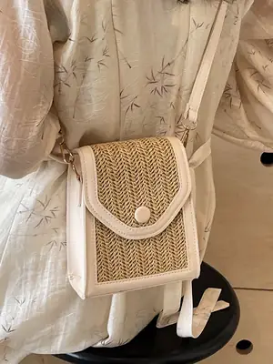 Women's Handwoven Crossbody Bag Beige Summer 2024