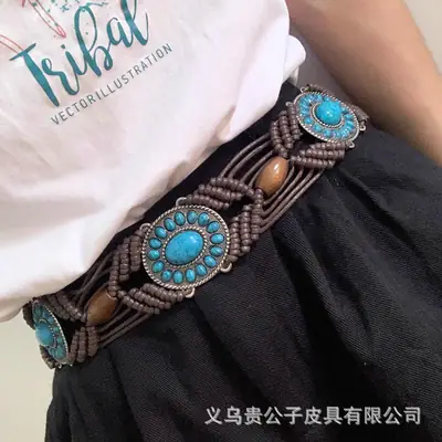 Bohemian Turquoise Tassel Belt for Women