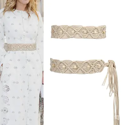 Women's Twisted Woven Belt Vintage Dress Decorative Bohemian Waist
