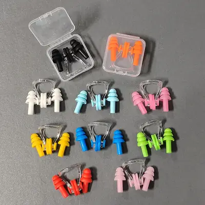 Boxed Nose Clip Earplug Set Soft Silicone Three-Layer Waterproof Adult and Children Universal Swimming Supplies Equipment Wholesale