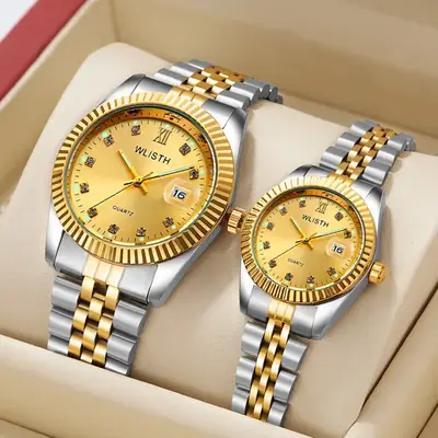 Women's Gold Silver Quartz Couple Watches Waterproof