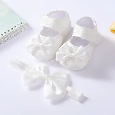2024 New White Princess Shoes Full Moon One Year Old Dress Shoes 0-1 Year Old Baby Shoes Lace Flower Newborn Baby Shoes