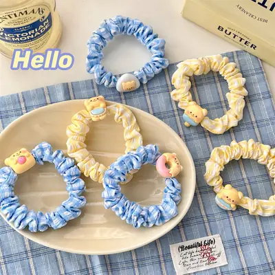 Milk Yellow Bear Hair Ring Set for Girls