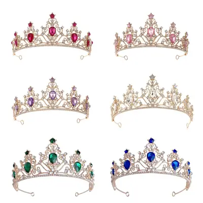 European Crown with Green Emerald & Crystal Accents