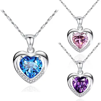 Navy Heart Necklace Women Korean Style Light Luxury Niche Heart Pendant Simple Elegant Collarbone Chain suit Wholesale