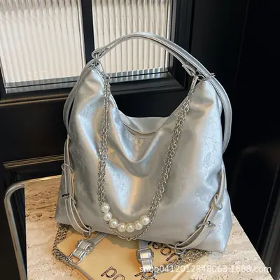 Pink Pearl Chain Shoulder Bag 2024 Large Capacity