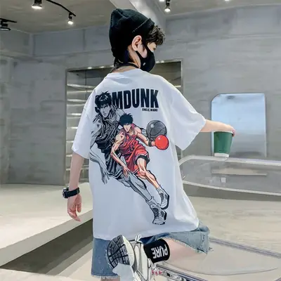 White Graphic T-Shirt for Boys Girls Summer Casual Wear