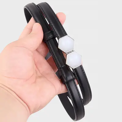 Women's Korean Style Belt Buckle with White Beads