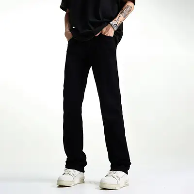 Men's Black Ruffian Slim Fit Jeans with White Sneakers