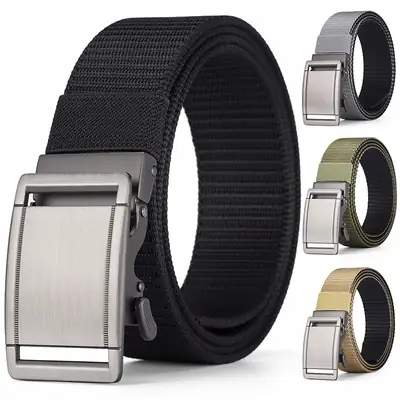 Men's Reversible Rotatable Automatic Buckle Belt Black Gold