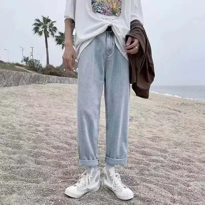 Men's Green Hoodie Black Jeans Korean Style Loose Fit