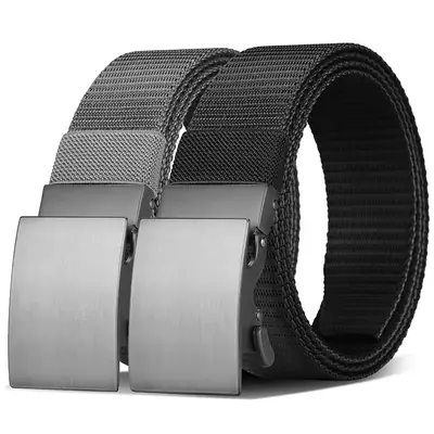 Double-Sided Faux Nylon Belt for Men European American Casual Waist-Cinching