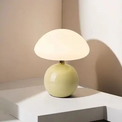 Mushroom Small Table Lamp Cream Rolling Plastic Ceramic Warm Atmosphere Everlasting Lamp Eye Protection Led Lamp Bedroom Decoration Bedside Lamp Lighting