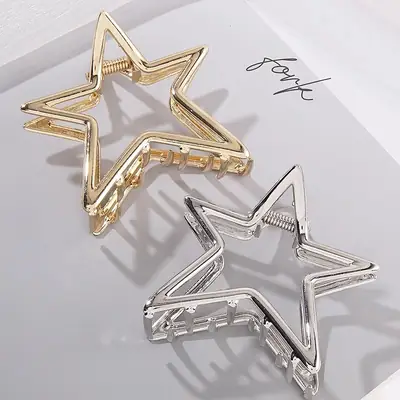 2024 New Hollow Five-Point Star Metal Hairpin Women