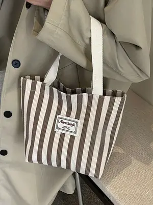 Vertical Canvas Bag Large Capacity Women's 2024 Summer