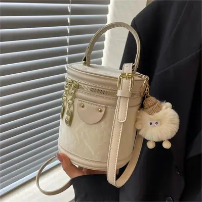Pink Zippered Shoulder Bag for Women 2024 Summer