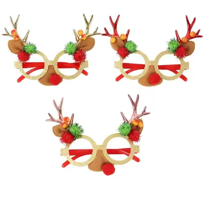 Christmas Cartoon Antler Glasses for Kids Party Decor