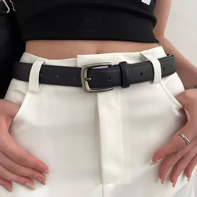 Men's Black Korean-style Belt for Women