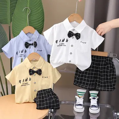 Children Cotton Short Sleeve Suit Baby Boys Summer