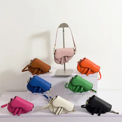 Orange Leather Saddle Bag for Women 2024