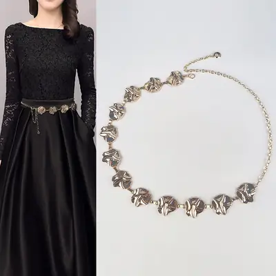 European Metal Heart Waist Chain Belt for Women