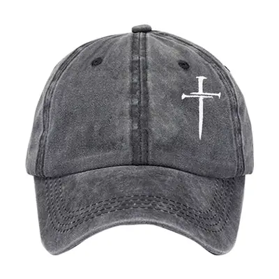 Blue Cotton Cross Embroidered Baseball Cap for Men Women
